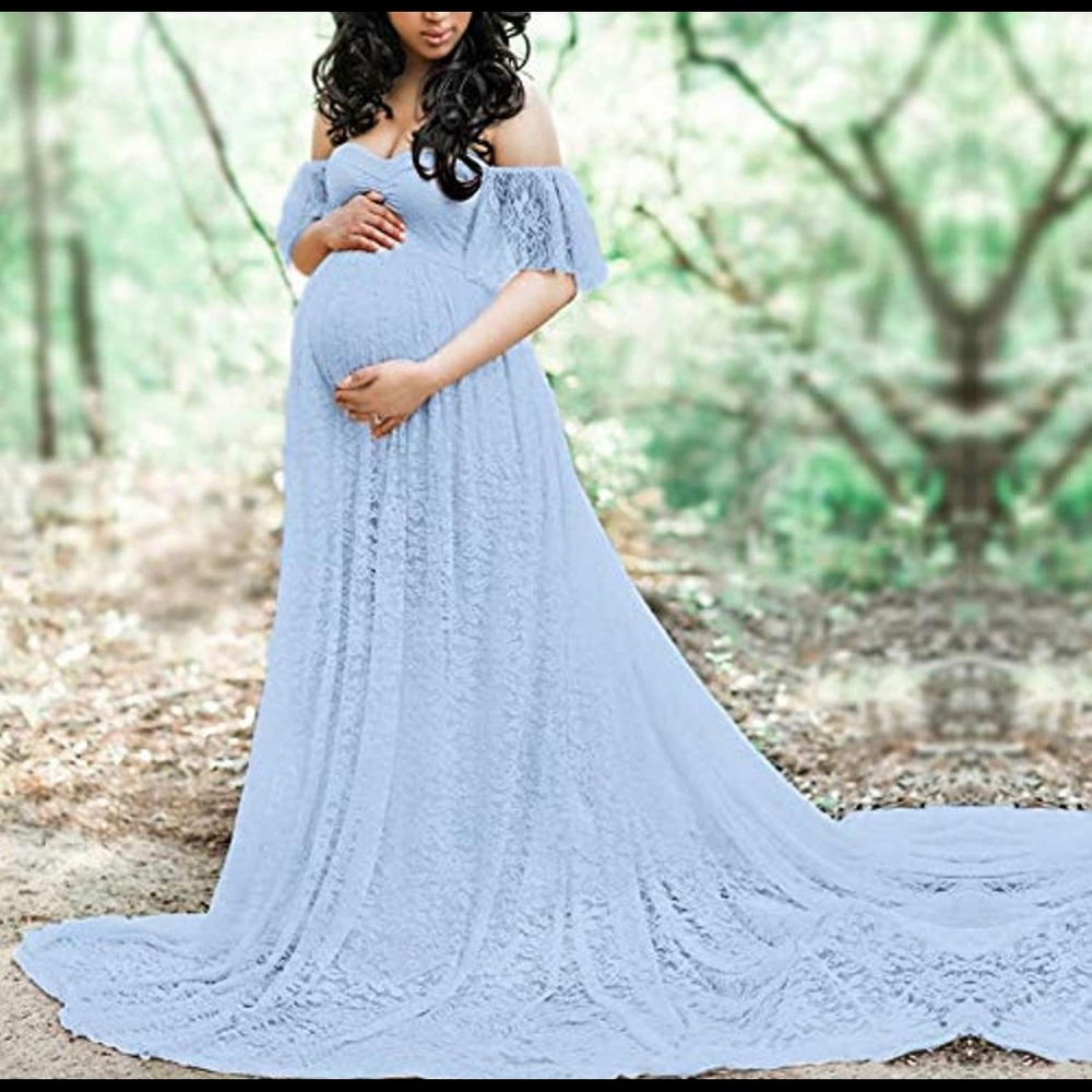 Blue Maternity photo shoot dress
